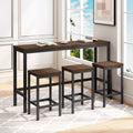 Modern Design Kitchen Dining Table,Pub Table,Long Dining Table Set With 3 Stools,Easy Assembly,Dark Brown Dark Brown Mdf