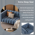 Modern 3 Piece Sofa Set With Solid Wood Legs, Buttoned Tufted Backrest, Dutch Fleece Upholstered Sofa Set Including Three Seater Sofa, Double Seat And Living Room Furniture Set Single Chair, Blue Blue Foam Polyester