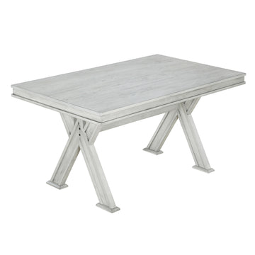 6 Piece Retro 59"L Rectangular Dining Table Set, Table With Unique Legs And 4 Upholstered Chairs & 1 Bench For Dining Room And Kitchen White Wood Dining Room Distressed Finish Rubberwood Rectangular Dining Table With Chair And Bench Upholstered Chair
