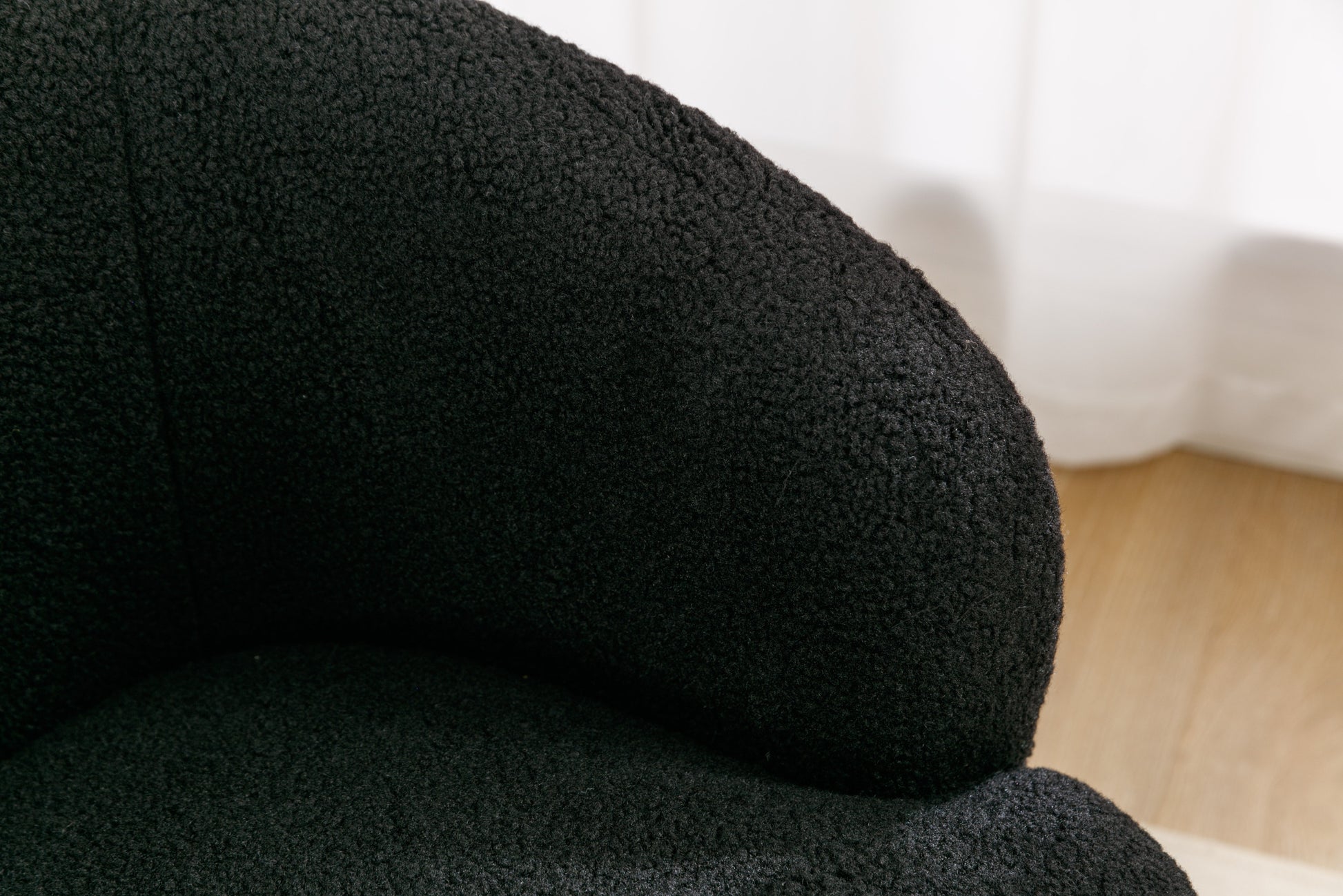 Teddy Fabric Swivel Accent Armchair Barrel Chair With Black Powder Coating Metal Ring,Black Black Foam Wool