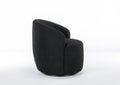 Teddy Fabric Swivel Accent Armchair Barrel Chair With Black Powder Coating Metal Ring,Black Black Foam Wool
