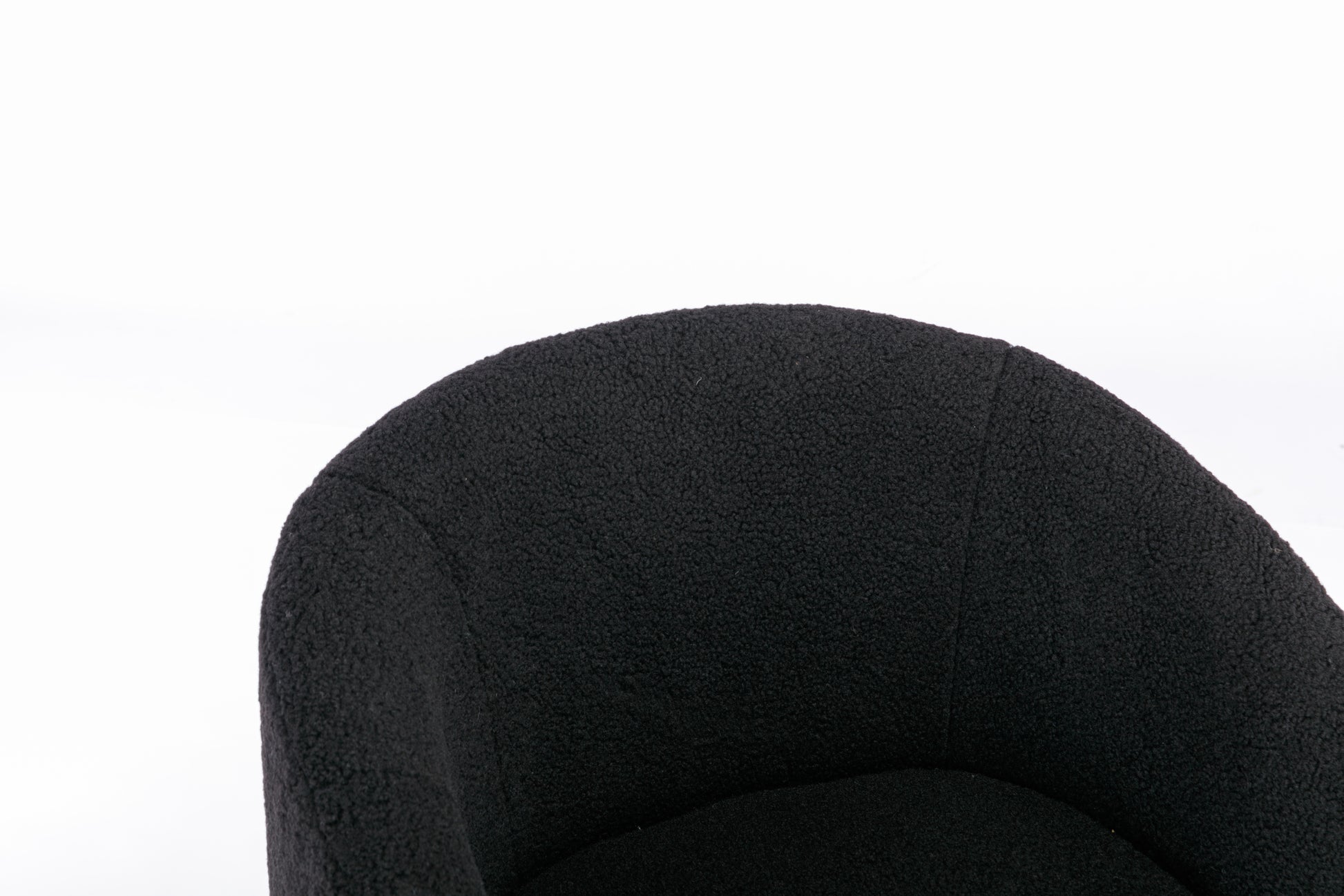 Teddy Fabric Swivel Accent Armchair Barrel Chair With Black Powder Coating Metal Ring,Black Black Foam Wool