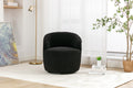 Teddy Fabric Swivel Accent Armchair Barrel Chair With Black Powder Coating Metal Ring,Black Black Foam Wool