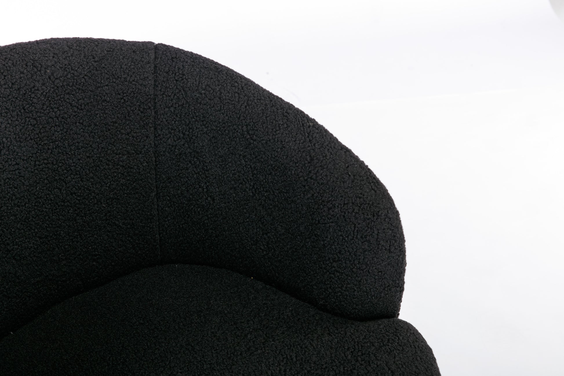 Teddy Fabric Swivel Accent Armchair Barrel Chair With Black Powder Coating Metal Ring,Black Black Foam Wool