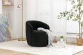 Teddy Fabric Swivel Accent Armchair Barrel Chair With Black Powder Coating Metal Ring,Black Black Foam Wool