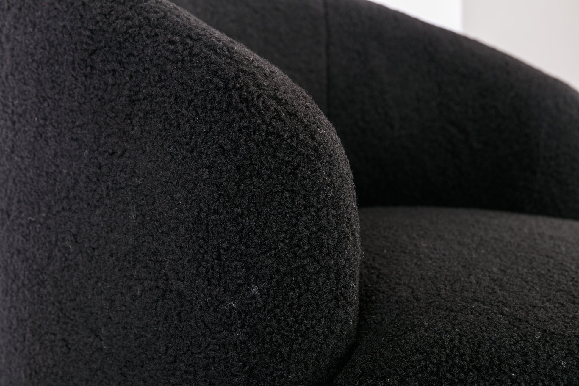 Teddy Fabric Swivel Accent Armchair Barrel Chair With Black Powder Coating Metal Ring,Black Black Foam Wool