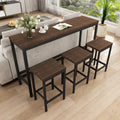 Modern Design Kitchen Dining Table,Pub Table,Long Dining Table Set With 3 Stools,Easy Assembly,Dark Brown Same Sku:W75767952 Dark Brown Mdf Iron