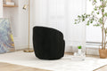 Teddy Fabric Swivel Accent Armchair Barrel Chair With Black Powder Coating Metal Ring,Black Black Foam Wool
