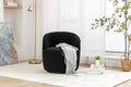 Teddy Fabric Swivel Accent Armchair Barrel Chair With Black Powder Coating Metal Ring,Black Black Foam Wool