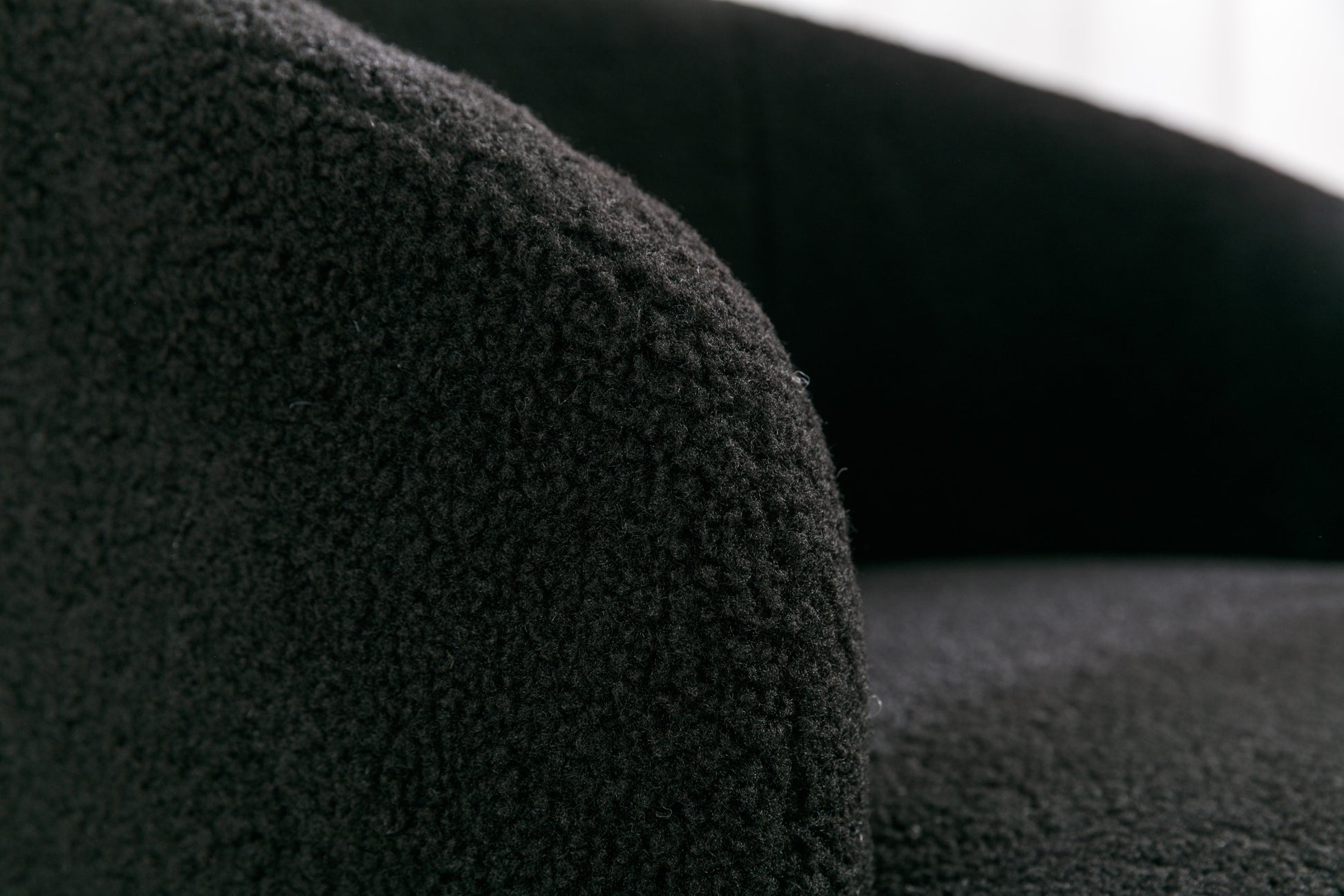 Teddy Fabric Swivel Accent Armchair Barrel Chair With Black Powder Coating Metal Ring,Black Black Foam Wool