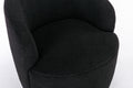 Teddy Fabric Swivel Accent Armchair Barrel Chair With Black Powder Coating Metal Ring,Black Black Foam Wool