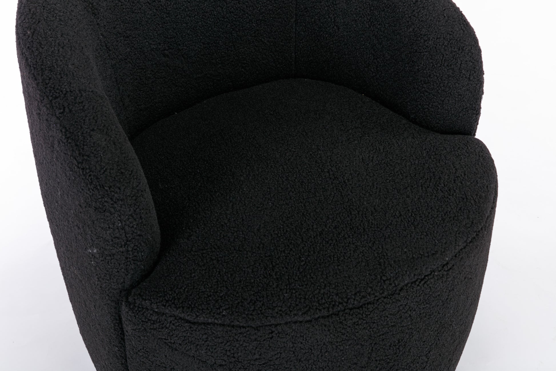 Teddy Fabric Swivel Accent Armchair Barrel Chair With Black Powder Coating Metal Ring,Black Black Foam Wool