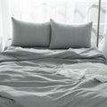4 Pcs King Bedding Set, Premium Linen Bedding Sheets & Pillowcases, Bed In A Bag King Size Bed Set, Sea Glass Bedding Sheet & Pillowcase Sets Grey Linen Linen