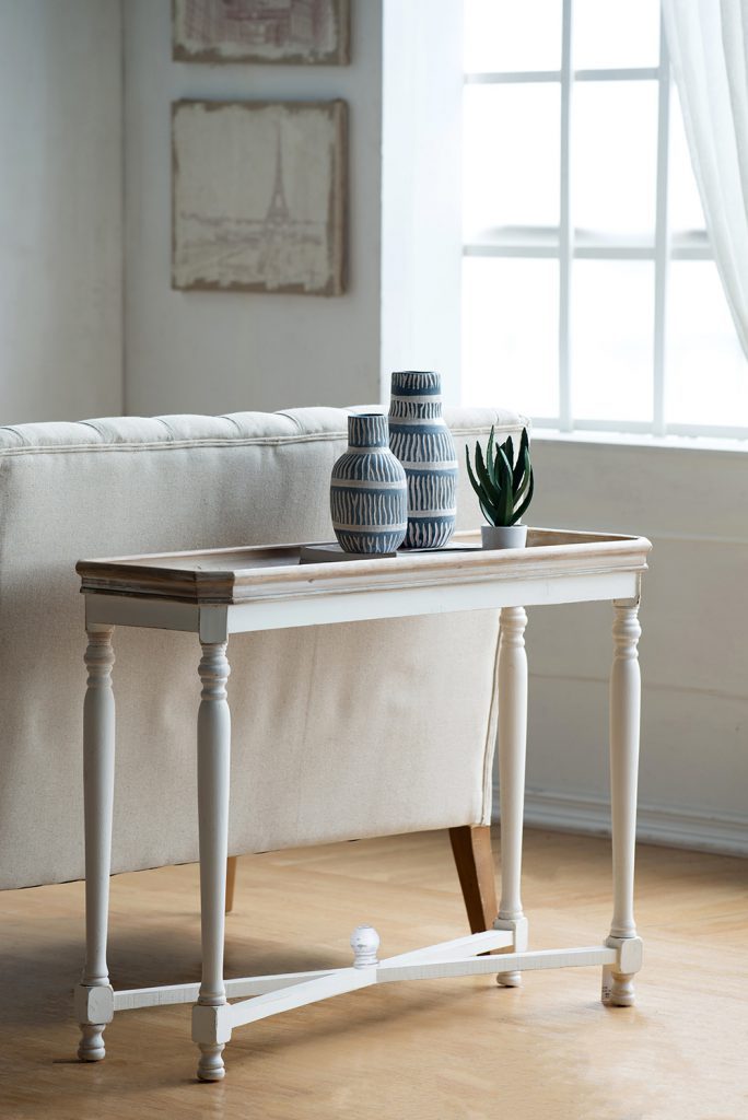 42X14X30" Narrow Alcott Table, Consoles & Buffets Table White Brown Primary Living Space American Traditional,Antique,European,French Country,Rustic Fir Wood