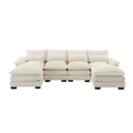 United We Win Modern Large Chenille Fabric U Shape Sectional Sofa Beige Boucle