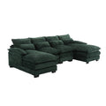 United We Win Modern Large Chenille Fabric U Shape Sectional Sofa Emerald Boucle
