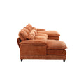 United We Win Modern Large Chenille Fabric U Shape Sectional Sofa Orange Boucle