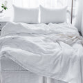 4 Pcs King Bedding Set, Premium Linen Bedding Sheets & Pillowcases, Bed In A Bag King Size Bed Set, White Bedding Sheet & Pillowcase Sets White Linen Linen