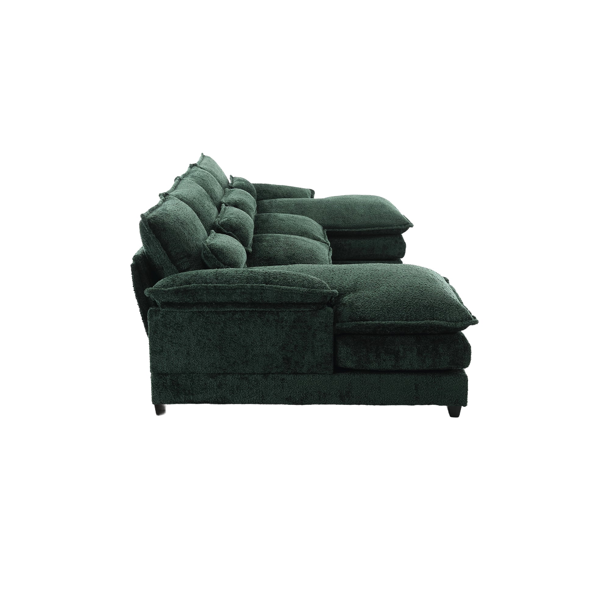 United We Win Modern Large Chenille Fabric U Shape Sectional Sofa Emerald Chenille