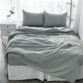 4 Pcs California King Bed Set, Premium Linen Bedding Sheets & Pillowcases, California King Bed In A Bag, Sea Glass Bedding Sheet & Pillowcase Sets Grey Linen Linen