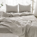 4 Pcs King Bedding Set, Premium Linen Bedding Sheets & Pillowcases, Bed In A Bag King Size Bed Set, Greige Bedding Sheet & Pillowcase Sets Greige Linen Linen