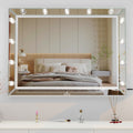 Hollywood Vanity Mirror With Uss Bulbs Luxury Vanity Mirror With Lights Large Size Makeup Mirror For Bedroom Makeup Room, Smart Touch White Lighting,40X30.5 Inch White Bedroom Aluminium