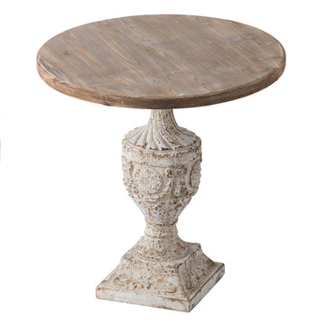 30X31" Antique Round Wood Table Antique White Gray Primary Living Space Antique,French Country,Retro,Rustic,Vintage Magnesium Oxide