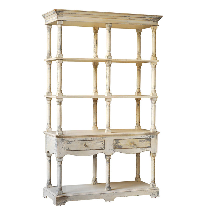 51X19.5X81.5" Adela French Country Wood Bookcase, Display Storage Shelf Etageres Antique White Antique,Art Deco,Farmhouse,French Country,Rustic Wood