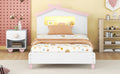 Twin Size Wood Platform Bed With House Shaped Headboard And Motion Activated Night Lights White Pink White Pink Wood