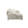 United We Win Modern Large Chenille Fabric U Shape Sectional Sofa Beige Boucle