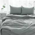 4 Pcs King Bedding Set, Premium Linen Bedding Sheets & Pillowcases, Bed In A Bag King Size Bed Set, Sea Glass Bedding Sheet & Pillowcase Sets Grey Linen Linen