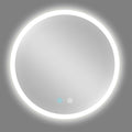 Led Round Lighted Mirror, 24 Inch Bathroom Backlit Vanity Mirror Wall Mounted With 3000K 4500K 6000K Adjustable, Anti Fog, Smart Touch Button, Stepless Dimmable Lighted Makeup Mirror Natural Modern Glass