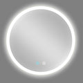 Led Round Lighted Mirror, 28 Inch Bathroom Backlit Vanity Mirror Wall Mounted With 3000K 4500K 6000K Adjustable, Anti Fog, Smart Touch Button, Stepless Dimmable Lighted Makeup Mirror Natural Modern Glass