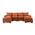 United We Win Modern Large Chenille Fabric U Shape Sectional Sofa Orange Chenille