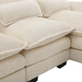 United We Win Modern Large Chenille Fabric U Shape Sectional Sofa Beige Boucle