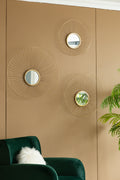 Set Of 3 Wall Mirror Abstract Designed Wall Mirrors With Gold Frame For Home & Office,Top Of Sideboard L:26X5X25.5