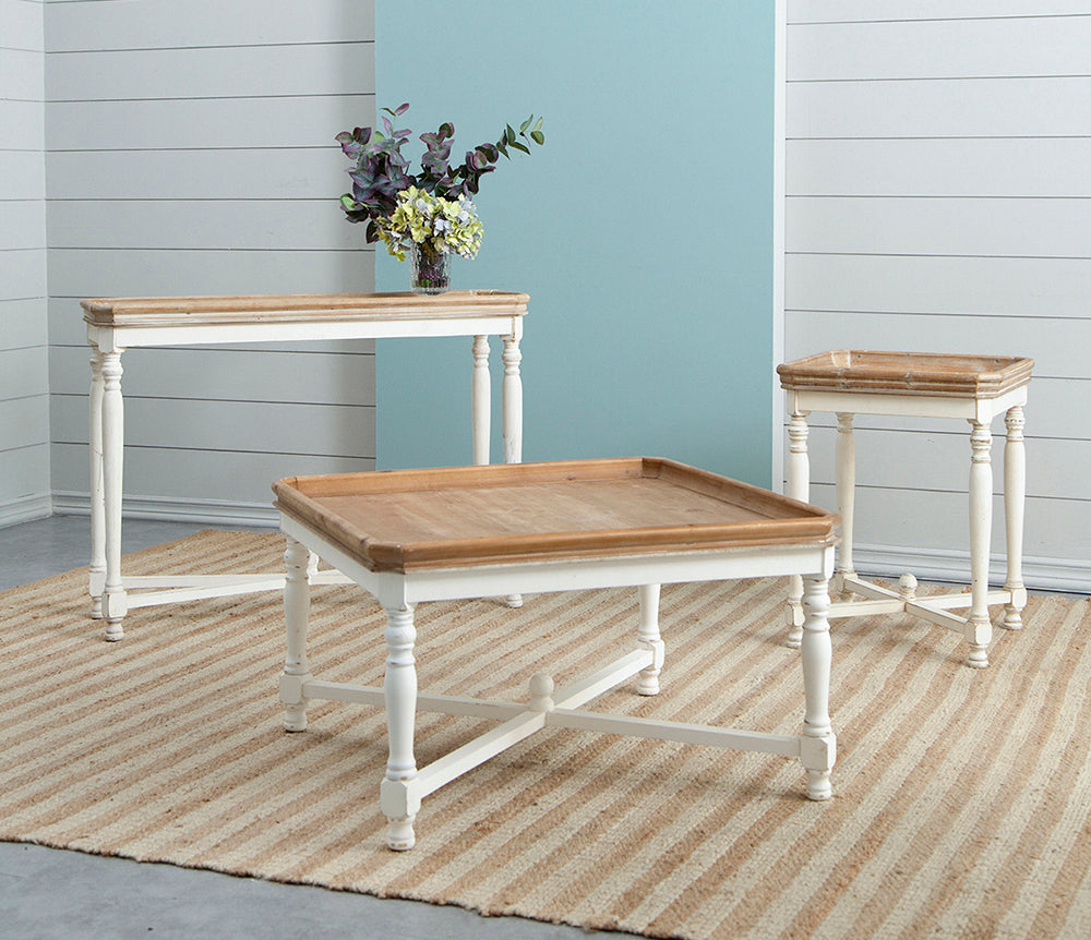 42X14X30" Narrow Alcott Table, Consoles & Buffets Table White Brown Primary Living Space American Traditional,Antique,European,French Country,Rustic Fir Wood