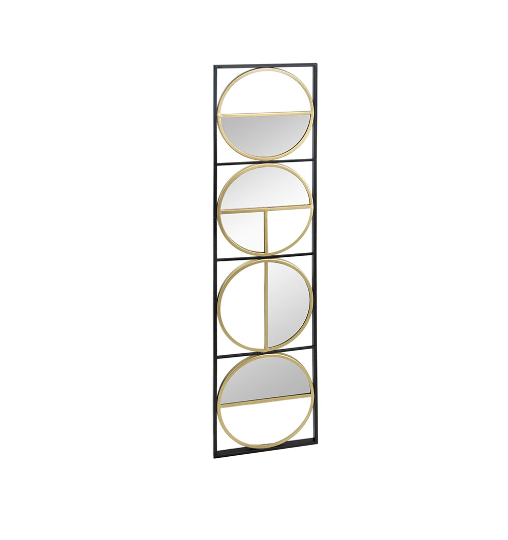 47.2" Eclectic Styling Metal Beaded Black Wall Mirror With Contemporary Design For Bedroom,Liveroom & Entryway Golden Black Iron