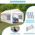 Carport Canopy 10X20 Ft Heavy Duty Boat Car Canopy Garage With Removable Sidewalls And Roll Up Ventilated Windows White Metal