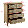 Hand Carved Accent Drawer With 5 Drawers Traditional Craftsman And Functionality Combined Antique Brown Wood