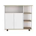 Kitchen Island Kamkacht, One Cabinet, Four Open Shelves, Light Oak White Finish Light Oak Particle Board