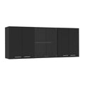 Superior Wall Cabinet Peoria, Four Interior Shelves, Black Wengue Finish Black Particle Board