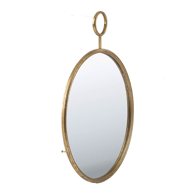 22" X 28" Circle Wall Mirror With Gold Iron Frame, Accent Mirror For Living Room, Entryway, Office Gold Iron