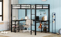 Full Metal Loft Bed With Desk And Shelves, Loft Bed With Ladder And Guardrails, Loft Bed Frame For Bedroom, Black Old Sku: W1307S00016 Pre Sale Date: 2024 3 7. Black Metal