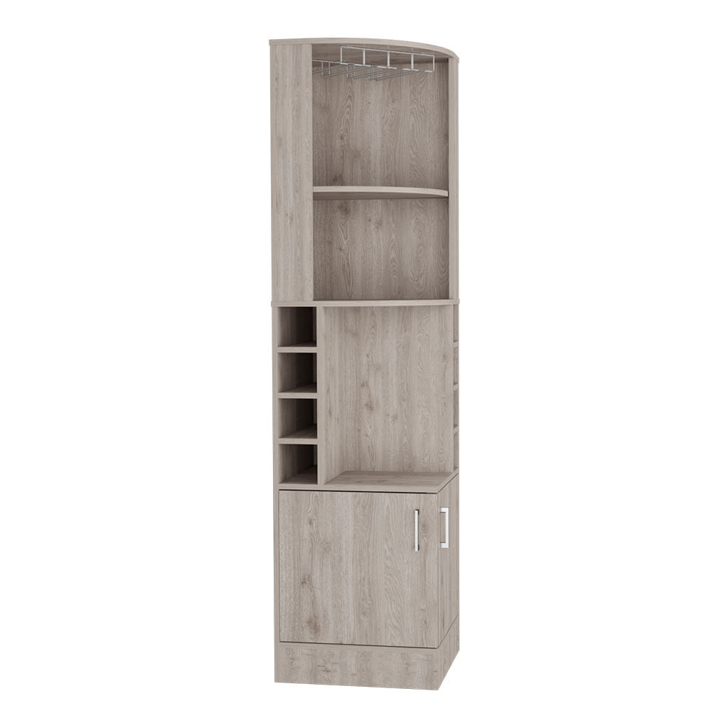 Bar Cabinet Papprika, 8 Wine Cubbies, Double Door, Light Gray Finish Light Gray Particle Board