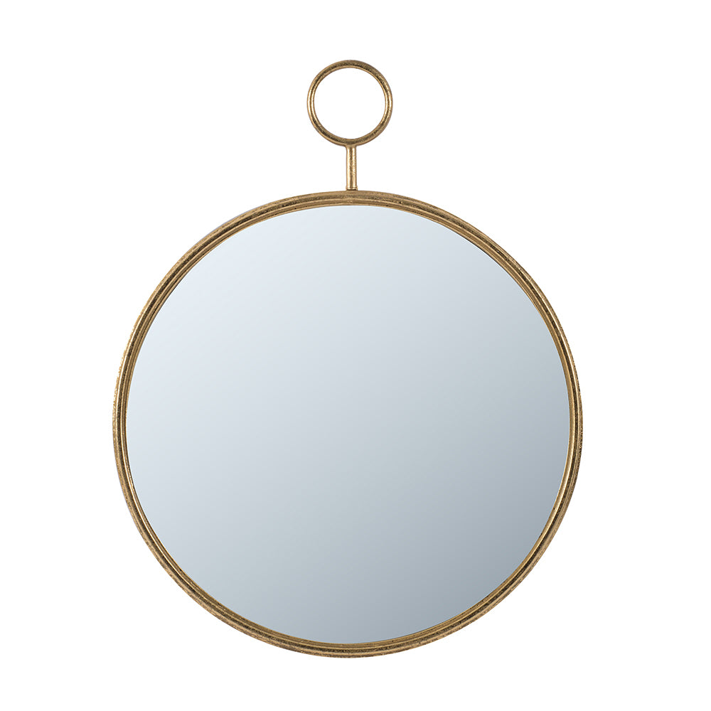 22" X 28" Circle Wall Mirror With Gold Iron Frame, Accent Mirror For Living Room, Entryway, Office Gold Iron