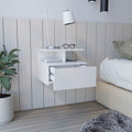 Floating Nightstand Flopini, One Drawer, White Finish White Particle Board