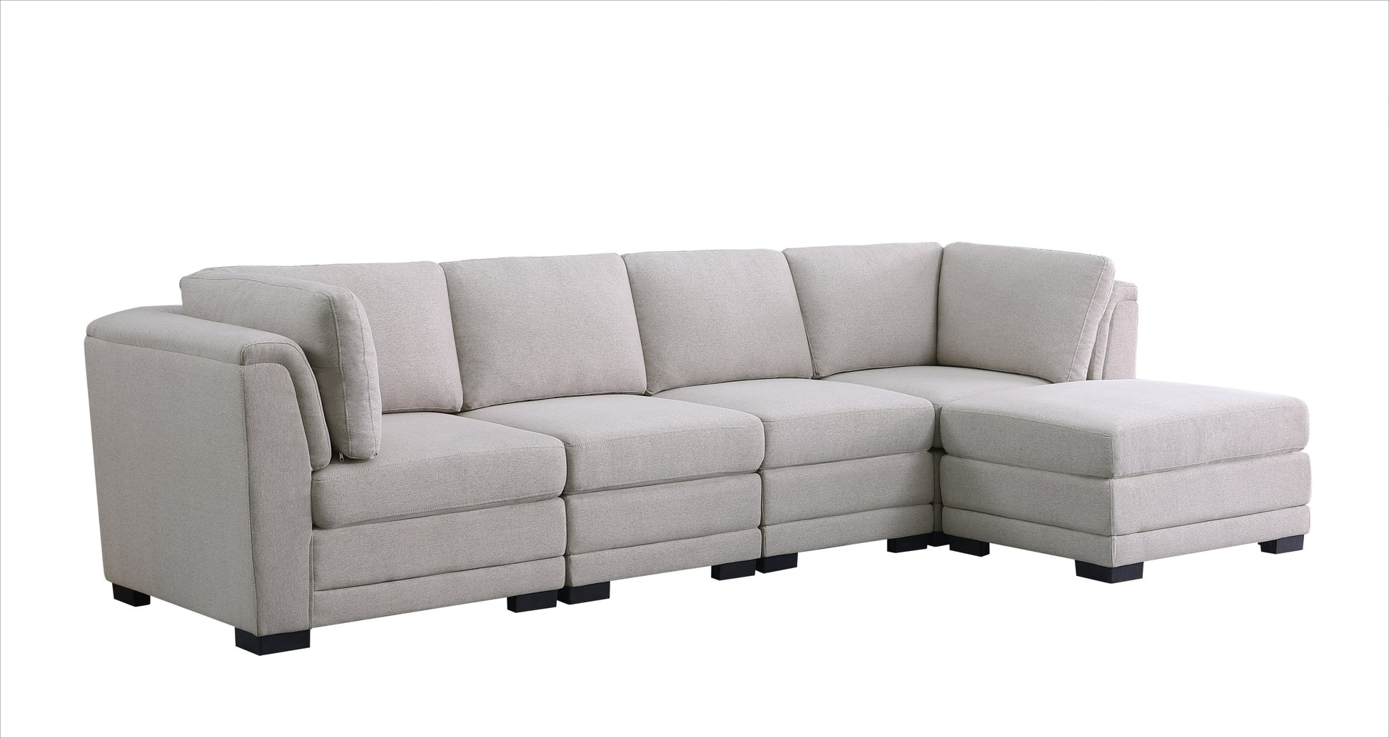 Kristin 121.5" Light Gray Linen Fabric Reversible Sectional Sofa With Ottoman Light Gray Linen