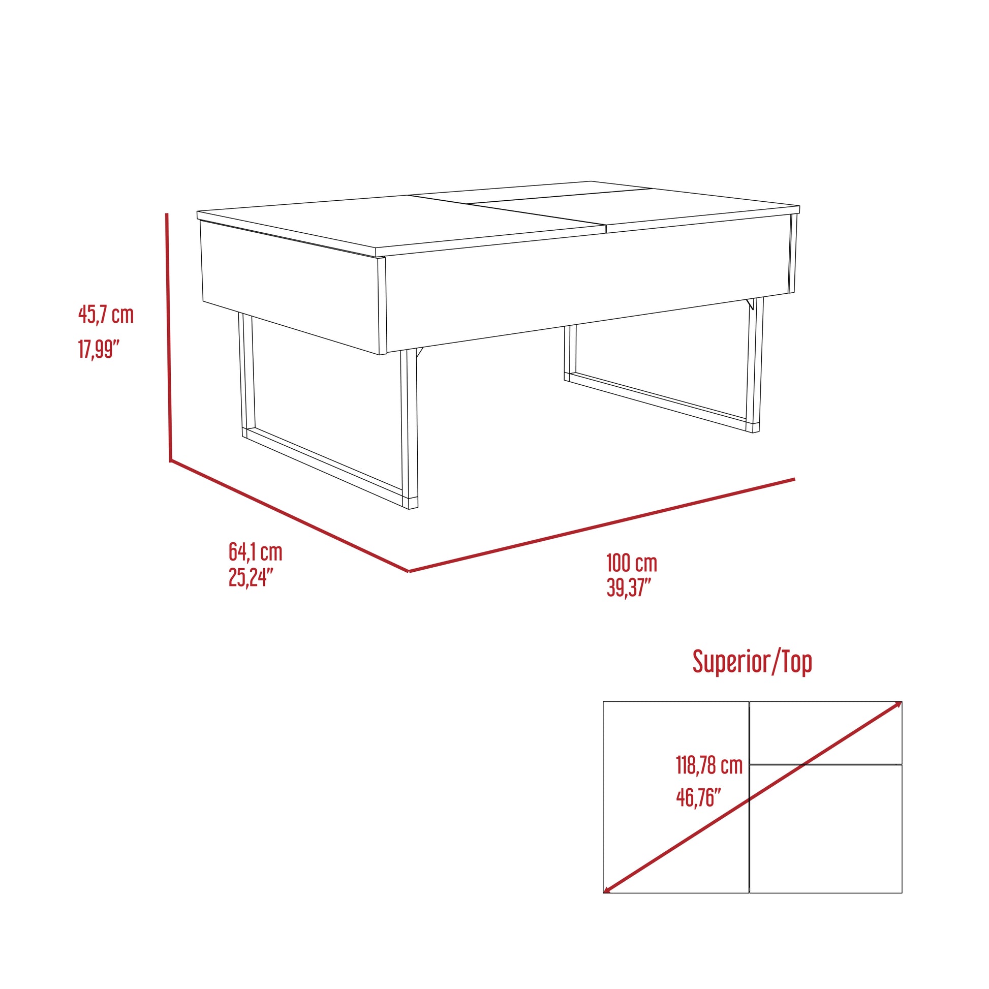 Lift Top Coffee Table 2 Dazza, One Drawer, Espresso Onyx Finish Espresso Particle Board