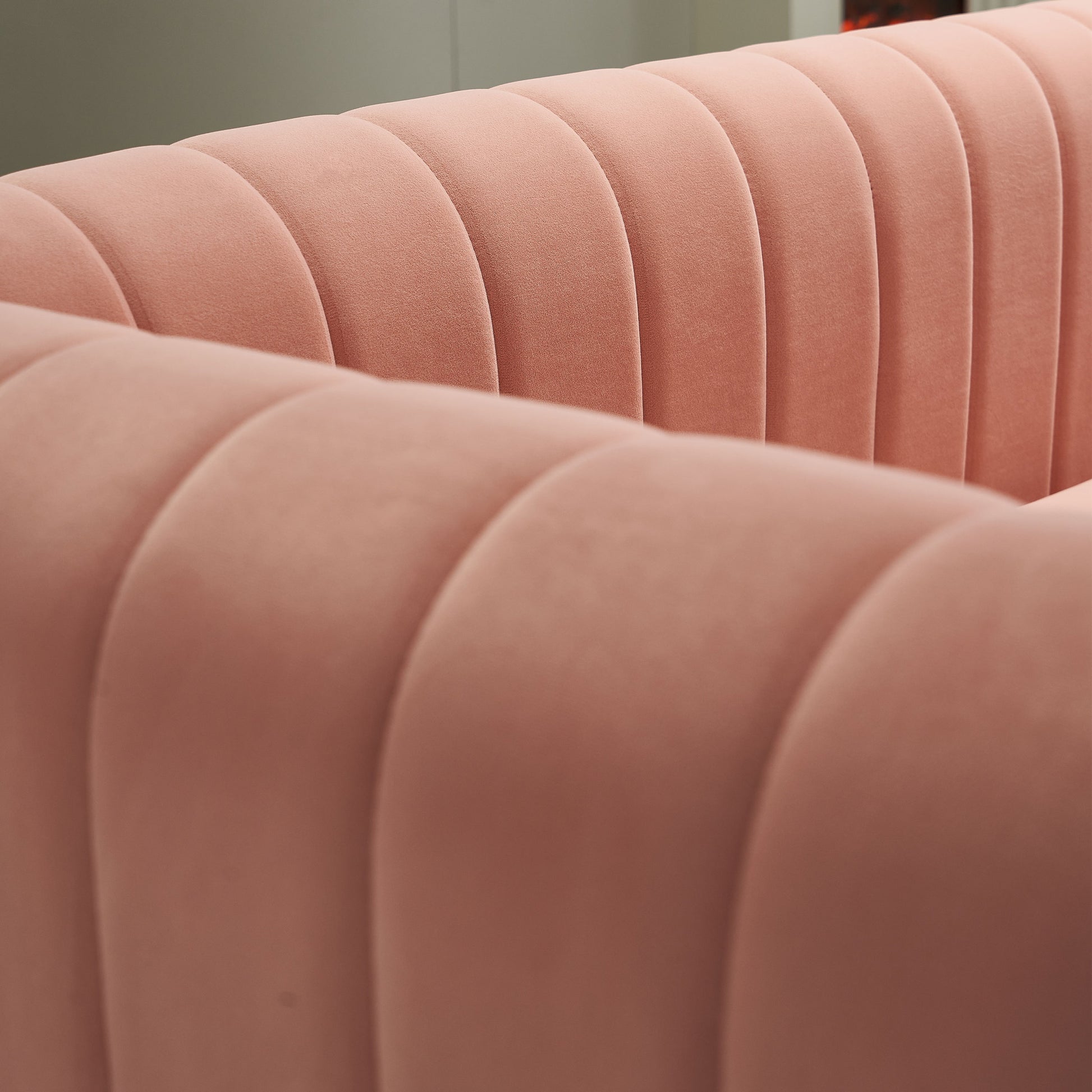 Contemporary Velvet Sofa Couch 84.25''W For Living Room, Pink Pink Velvet Wood Primary Living Space Tufted Back Modern Rolled Arms Foam Velvet 2 Seat